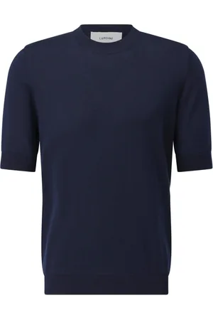 LARDINI Koszulki, Mężczyzna, Niebieski, 2XL, Bawełna, Bawełniany T-shirt w Klasycznym Stylu