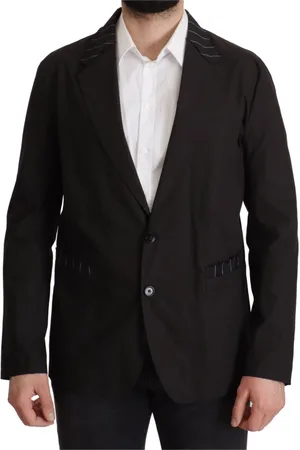 Dolce & Gabbana Kurtki, Mężczyzna, Czarny, M, Bawełna, Elegancki Czarny Blezer z Mieszanki Bawełny i Wełny