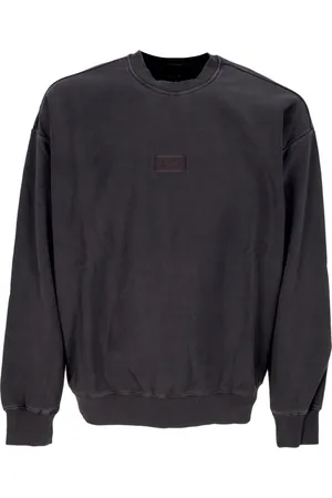 Huf Bluzy, Mężczyzna, Czarny, S, Czarny Sweter z Haftowanym Logo
