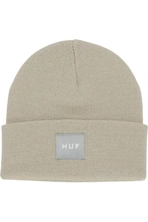 Huf Akcesoria, Mężczyzna, Szary, ONE SIZE, Zestaw z haftem Beanie w kolorze piaskowym