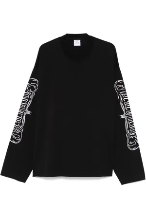 Vetements Koszulki, Mężczyzna, Czarny, L, Czarna Koszulka z Okrągłym Dekoltem i Długimi Rękawami