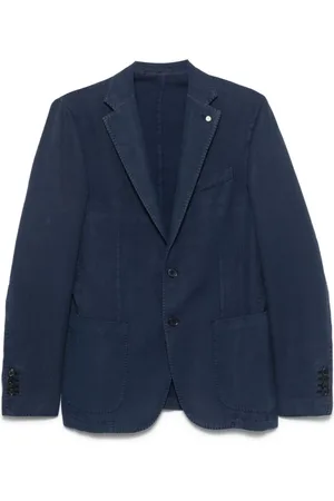 LUIGI BIANCHI MANTOVA Kurtki, Mężczyzna, Niebieski, 2XL, Granatowa Kurtka z Guzikami