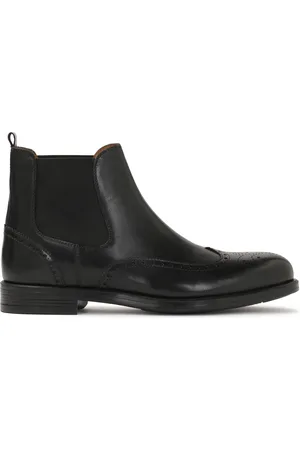 Kazar Buty, Mężczyzna, Czarny, 42 EU, Czarne Skórzane Chelsea z Szczegółami Brogue