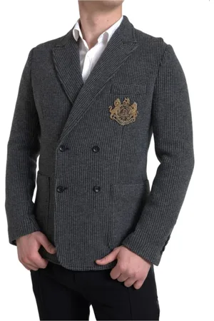 Dolce & Gabbana Kurtki, Mężczyzna, Szary, M, Kaszmir, Elegancki Blezer z Kaszmiru