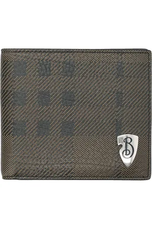Burberry Akcesoria, Mężczyzna, Szary, ONE SIZE, Skóra, Skórzany portfel B Shield Bifold