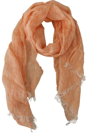 Malo Akcesoria, Kobieta, Pomarańczowy, ONE SIZE, Elegancki lniany szal w brzoskwiniowym kolorze