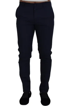 Dolce & Gabbana Spodnie, Mężczyzna, Niebieski, M, Bawełna, Niebieskie Eleganckie Spodnie Slim Fit