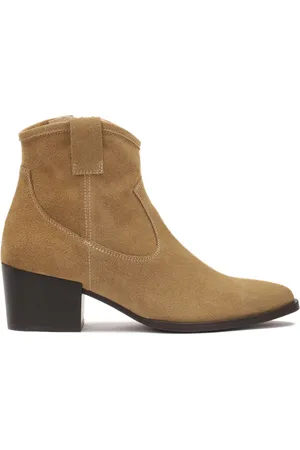 Kazar Buty, Kobieta, brązowy, 37 EU, Zamsz, Jasnobrązowe zamszowe botki w stylu kowbojskim