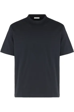 Paolo Pecora Koszulki, Mężczyzna, Czarny, S, Żakardowy bawełniany T-shirt z okrągłym dekoltem