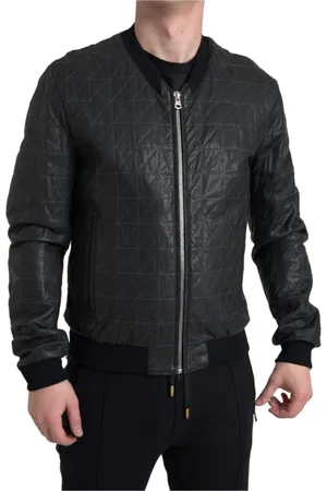 Dolce & Gabbana Kurtki, Mężczyzna, Czarny, L, Skóra, Elegancka czarna skórzana kurtka bomber