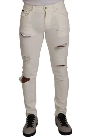 Dolce & Gabbana Jeansy, Mężczyzna, Biały, S, Bawełna, Eleganckie biae Skinny Jeansyy