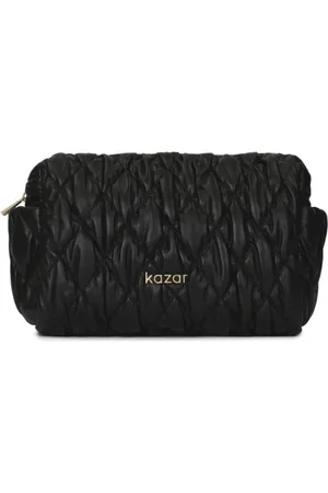 Kazar Torebki, Mężczyzna, Czarny, ONE SIZE, Skóra, Czarna skórzana kosmetyczka z pikowaniem
