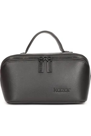 Kazar Torebki, Mężczyzna, Czarny, ONE SIZE, Czarna skórzana kosmetyczka z poduszkowanym dnem