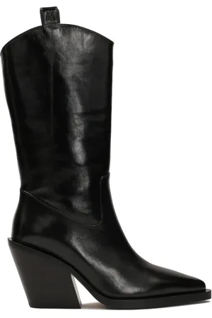 Kazar Buty, Kobieta, Czarny, 37 EU, Len, Czarne kowbojki z zaokrąglonym wierzchem