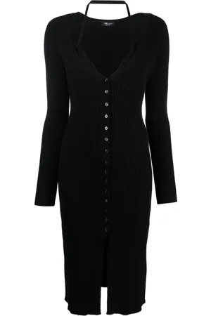BLUMARINE Sukienki, Kobieta, Czarny, S, Top z żebrowanym wzorem N0990