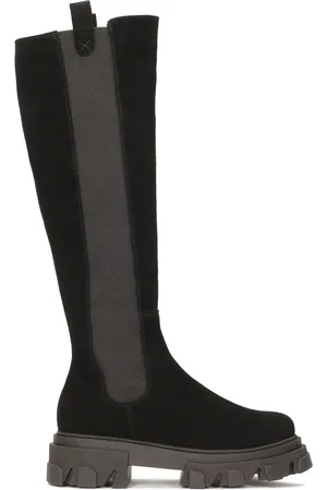 Kazar Buty, Kobieta, Czarny, 36 EU, Zamsz, Zamszowe botki z cholewką typu slip-on
