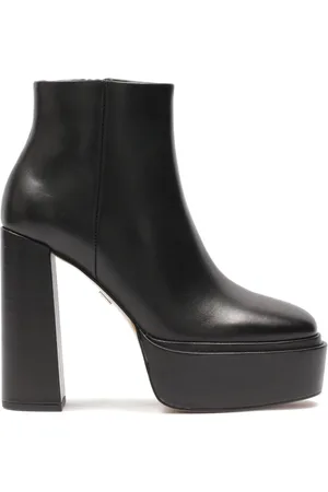 Kazar Buty, Kobieta, Czarny, 39 EU, Zamsz, Czarne skórzane botki z wysoką platformą i obcasem
