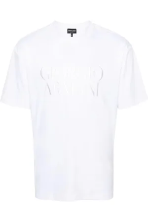 Giorgio Armani Koszulki, Mężczyzna, Biały, L, Casual Bawełniany T-shirt