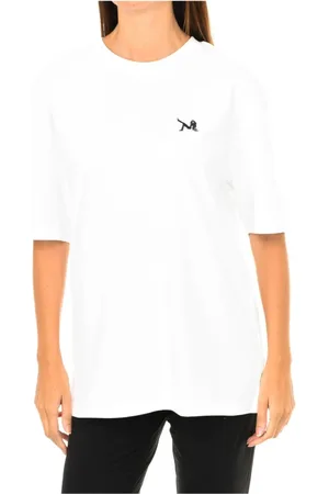 Calvin Klein Koszulki, Kobieta, Biały, S, Bawełna, T-shirt z krótkim rękawem i haftem