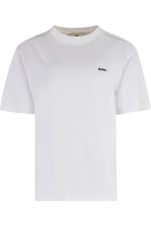 Autry Koszulki, Kobieta, Biały, XS, Bawełniany T-shirt z Kontrastowym Logo