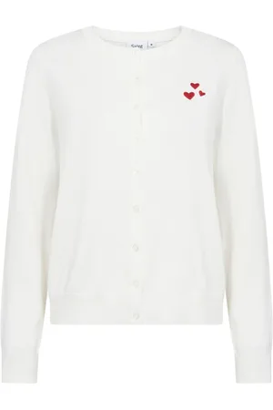 Saint Tropez Swetry, Kobieta, Biały, 2XL, Len, Kardigan Valentinasz z Haftem
