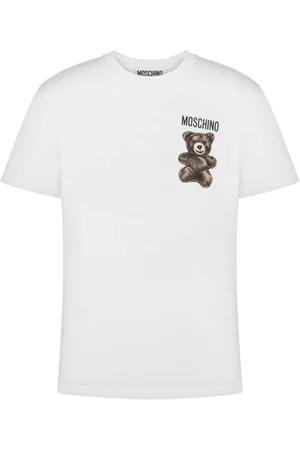 Moschino Koszulki, Mężczyzna, Biały, L, Biała koszulka z nadrukiem Teddy Bear