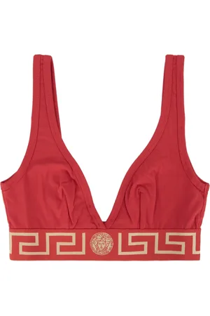 VERSACE Stroje kąpielowe, Kobieta, Czerwony, S, Kobiecy Zapięcie Biustonosz Styl Grecki
