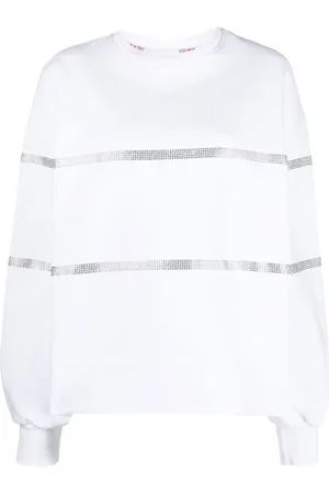 GCDS Bluzy, Kobieta, Biały, M, Błyszczący Dodatek Modowy