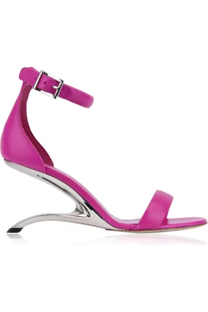 Alexander McQueen Buty, Kobieta, Różowy, 39 EU, Skórzane Sandały z Klamrą