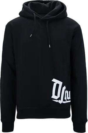 Dsquared2 Bluzy, Mężczyzna, Czarny, M, Bawełna, Bluza z kapturem i regulowanym sznurkiem