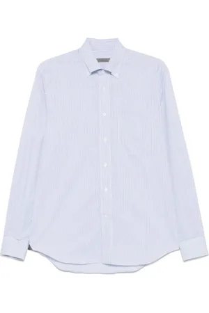 corneliani Koszule, Mężczyzna, Niebieski, XL, Niebieska Koszula w Paski z Guzikami