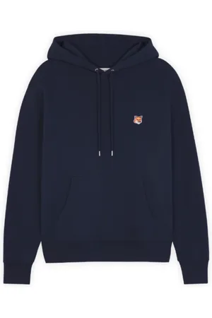 Maison Kitsuné Bluzy, Mężczyzna, Niebieski, S, Bawełniany Hoodie z Małym Logo Kontrastowym