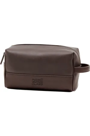 Roberto Cavalli Torebki, Mężczyzna, brązowy, ONE SIZE, Skóra, Elegancka Kosmetyczka Męska