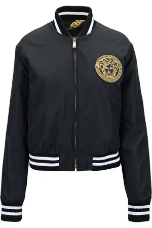 VERSACE Kurtki, Kobieta, Czarny, M, Kurtka damska z zamkiem i wzorem łańcucha