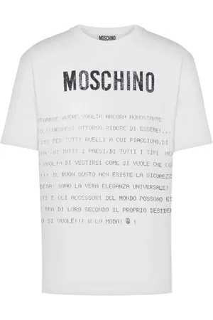 Moschino Koszulki, Mężczyzna, Biały, M, Biała Koszulka z Napisem na Piersi
