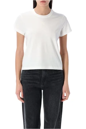 Alexander Wang Koszulki, Kobieta, Biały, L, Biała Puff Logo Shrunken T-Shirt