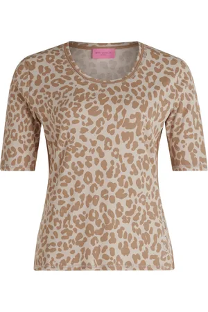 Betty Barclay Koszulki, Kobieta, Beżowy, XL, Basic Shirt z żebrowaną strukturą i wzorem zwierzęcym