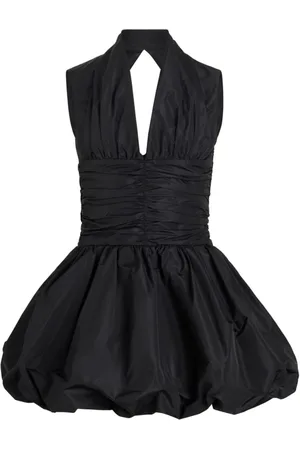 Patou Sukienki, Kobieta, Czarny, S, Czarna Sukienka z Dekoltem Halterneck i Puffball Hem