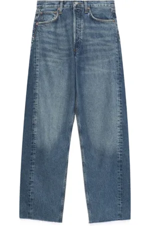 AGOLDE Jeansy, Kobieta, Niebieski, W24, Denim, Niebieskie Dżinsy Proste Nogi