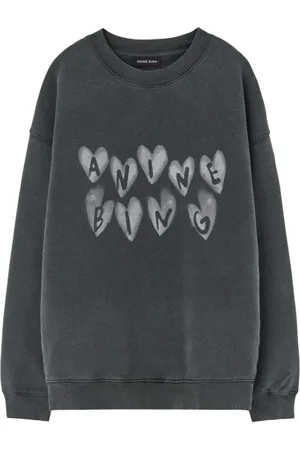 ANINE BING Bluzy, Kobieta, Czarny, S, Spencer Hearts Sweatshirt