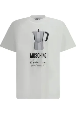 Moschino Koszulki, Mężczyzna, Biały, M, Koszulka z nadrukiem dzbanka do kawy