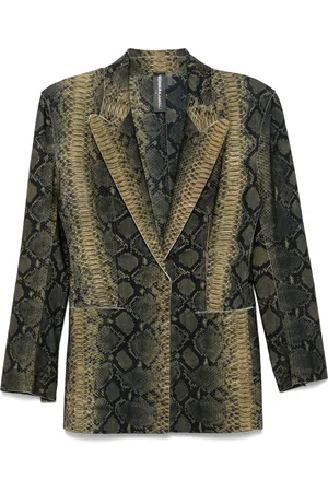 Norma Kamali Kurtki, Kobieta, Czarny, M, Poliester, Python Print Classic Blazer