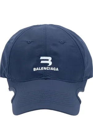 Balenciaga Akcesoria, Mężczyzna, Niebieski, ONE SIZE, Len, Granatowa Czapka Baseballowa z Klamrą