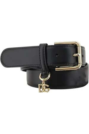 Dolce & Gabbana Akcesoria, Kobieta, Czarny, 75 CM, Skóra, Ikoniczny Logo Wisior Pasek