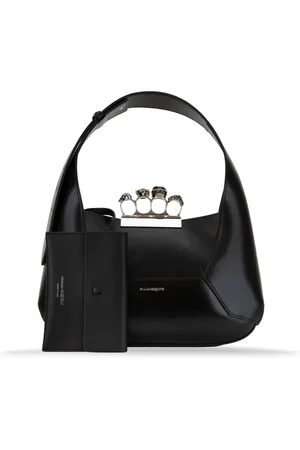 Alexander McQueen Torebki, Kobieta, Czarny, ONE SIZE, Luksusowa skórzana torebka z magnetycznym zamykaniem