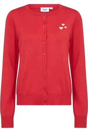 Saint Tropez Swetry, Kobieta, Czerwony, S, Len, Valentinasz Cardigan Flame Scarlet