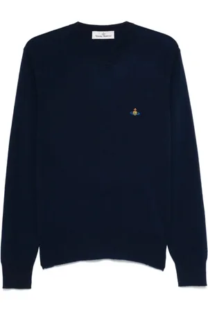 Vivienne Westwood Swetry, Mężczyzna, Niebieski, M, Niebieski Podpis Orb Logo Crew Neck