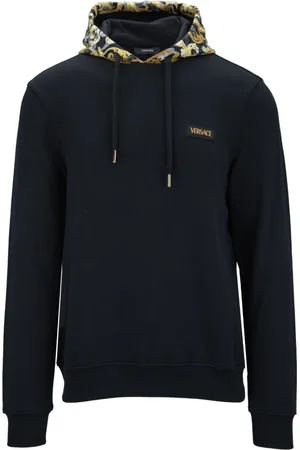 VERSACE Bluzy, Mężczyzna, Czarny, XL, Bluza męska z wielokolorowym detalem