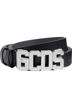 GCDS Akcesoria, Kobieta, Czarny, 85 CM, Klasyczny Pasek z Logo w Czarnym