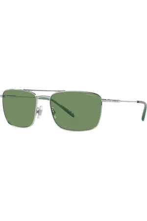 Arnette Akcesoria, Mężczyzna, Szary, ONE SIZE, Okulary przeciwsłoneczne z zielonymi soczewkami i metalową oprawą